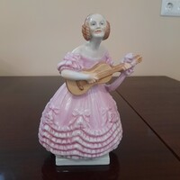 Herendi rózsaszín ruhás Déryné porcelán figura