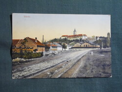Képeslap,Siklós,utca,városi látkép,részlet ,Feiler Mariska kiadás Siklós,1914-