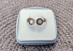 Bvlgari stílusú gyűrű - aranyozott, gyöngyház