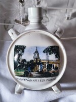 Antik, Zsolnay Nagyatád kultúrtörténeti emlék kulacs a Nagyatádi ártézi fürdő képével. EXTRÉM RITKA!