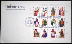 GUfk340-51 / Guernsey 1975 Karácsony kisív FDC-n postatiszta