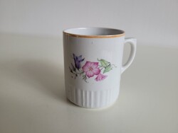 Régi Zsolnay porcelan bögre virágos teás csésze
