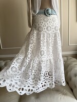 Zara 38-40-es fehér madeira szoknya, hosszú pamutcsipke