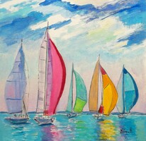 Balatoni vitorlások (30x30)  LEÁRAZVA !!!