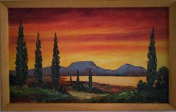 Szabó László. Balatoni naplemente.