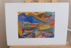 Csepeli Németh Miklós  festménye 21x29 cm + karton