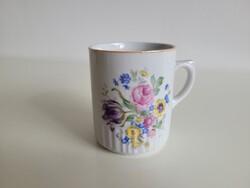 Régi Zsolnay porcelán bögre virágos teás csésze