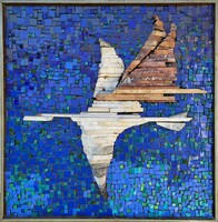 Rác András (1926-2013) Mozaik relief 58x58cm Vonuló Madarak 1978. EREDETI GARANCIÁVAL !