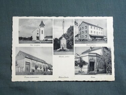 Képeslap,Bácsalmás,templom,emlékmű,szanatórium,posta,gazdamalom,Nánay Aurél kereskedő kiadás,1940-