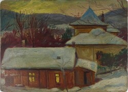 1W598 Pálla Jenő (1883-1958) : Téli naplemente