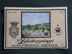 Bor címke,Pécs állami borgazdaság,Zalakoppányi olaszrizling bor, 0.7L,