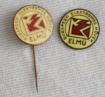 ELMŰ jelvény , zománcozott kitűző , 2 cm + tű Budapesti Elektromos Művek majdenm 2db.