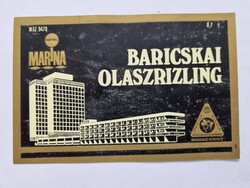 Baricskai olaszrizling - retro boros címke Magyar Állami Pincegazdaság Badacsony