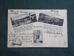 Képeslap,Szlovákia,Csejte,Čachtic,Báthory Erzsébet,Báthory vár,utca részlet,Blau kiadás Csejte,1907-