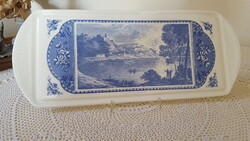 Régi,jelenetes porcelán szendvicses,süteményes tálca