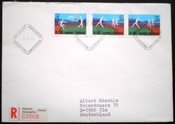 Ff693cf / Finnország 1971 Atlétikai EB bélyegpár FDC-n futott ajánlott levél + kieg. bélyeg