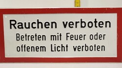 Tilos a dohányzás... - "Rauchen verboten..." német figyelmeztető alumínium tábla (3530)