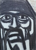 István Somogyi (1930–1998) Charcoal Drawing of Dózsa with Original Guarantee!