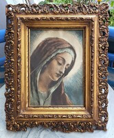 SZŰZ MÁRIA, DÍSZES ANTIK KERETBEN! ÁHÍTATOS SZENTKÉP (szakrális, vallás, Madonna)