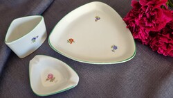 3 részes Hollóházi porcelán dohányzókészlet (1960-70-es évek)