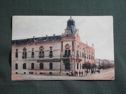 Képeslap,Kiskunhalas,Gazdasági Bank palota,utca látkép,Tirmann Konrád kiadás, 1940-
