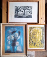 3 DB GRAFIKA 8 EZERÉRT! Lehel Mária: Virágcsendélet + Split rézkarc + Portré