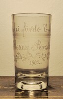 Tenkei fürdő kúrapohár – egyedi, gravírozott antik ritkaság 1902-ből /123 éves/