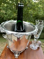 Art Nouveau Ezüstözött, Lábakon Álló Pezsgő- és Borhűtő – USA, múlt század első fele