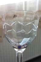 Antik csiszolt, metszett talpas vékony üveg boros pohár, kehely 5 db