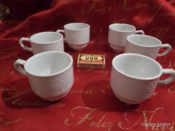 CSÉSZE - 6 db - ALKUKÉPES -JELZETT - Spanyol - PORCELÁN - hófehér - vastag -  ÚJSZERŰ  - 1 dl csésze