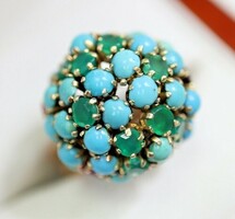 Stunning Ruby-Emerald-Turquoise Ring in 585 Gold
