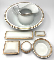 Elegáns ritka Hass&Czjzek Schlaggenwald jelzett porcelán mosakodó-, borotválkozó tál teljes szett RZ