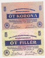 Magyarország REPLIKA 5 fillér-5 korona, DUNASZERDAHELYA-i hadifogolytábor 1916 UNC