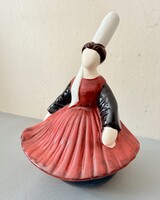 Francia breton népviseletbe öltözött női porcelán. Figurine Bigoudene