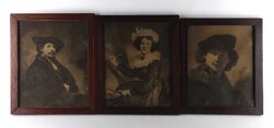 1V420 Régi kisméretű kép csomag - Rembrandt festmény reprodukciók - 3 darab