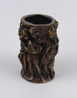 1V340 Régi antik jelenetes bronz kisváza