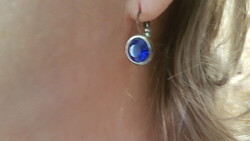 Szép-- állapotu, kék köves - zománcozott -medál  kék köves -button -fülivel-- együtt eladó RETRO - -