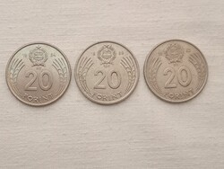 Coin 019 - Hungarian People's Republic 20 Forint BP. 1982-1984-1989, as a set, Dózsa