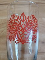 Retro üveg poharak népi motívumos díszítéssel (6 db)