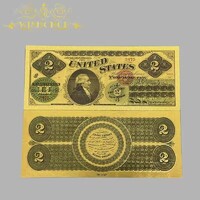 ÚJ 24k.arannyal bevont USA dollár, aranyozott bankjegy 2 USD