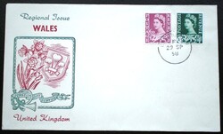 FK130 / Wales 1958 II. Erzsébet királynő  bélyegsor FDC-n f