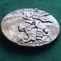 Debreceni Farkas István: Chagall, bronz érem, plakett, kisplasztika