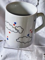 Zsolnay nagyon ritka Valentin napi dekoros, a felhők közt járok a szerelemtől bögre