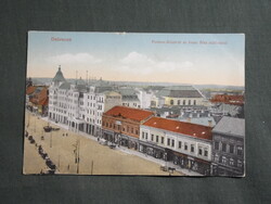 Képeslap,Debrecen,Ferenc József út,Arany bika szálló látkép,Thaisz A. nagyáruház kiadás,1910-
