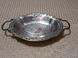 Antik ezüstözött szecessziós asztalközép, tál (L3547)