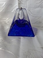 Olaj lámpás, kék buborékos üveg