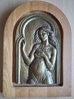 Cyránski Mária: Áldottan, bronz dombormű, relief, kisplasztika