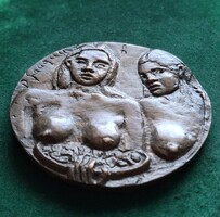 Debreceni Farkas István: Gauguin, bronz érem, plakett, kisplasztika