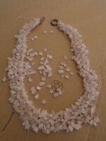 100% natural rose quartz necklace colier, serious quality 625 ct 125 grams damaged...