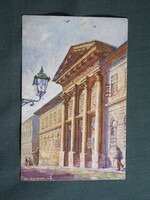 Képeslap,Pécs,Egyetemi könyvtár,Danubia kiadás Lipcse, 1950-